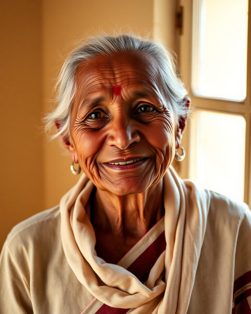 Elderly Indian pilgrim woman
